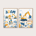 Na Budowie - Zestaw dwóch plakatów z personalizacją - Tiny Lines