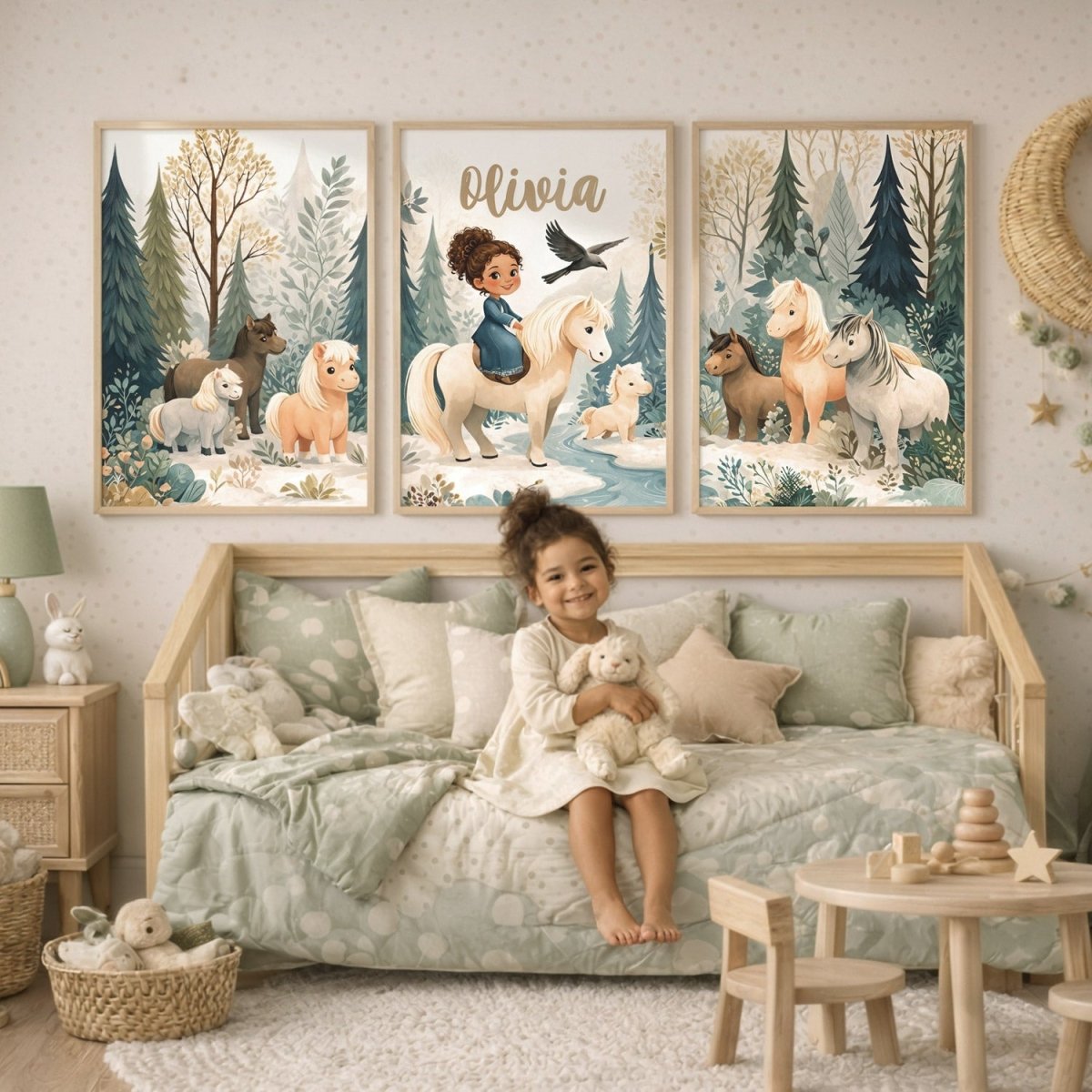 Woodland Ponies – Custom Poster Set - Tiny Lines