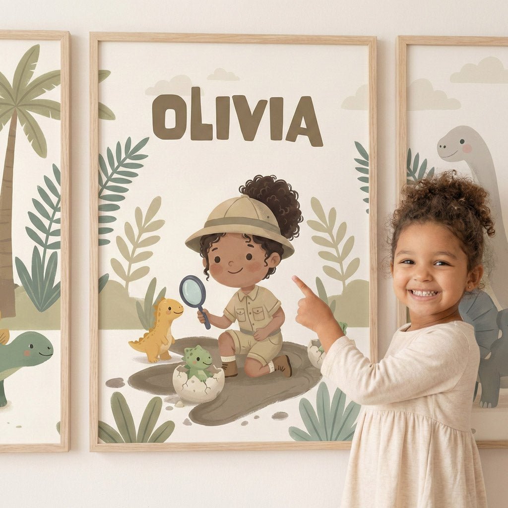 Dino Explorer – Custom Poster Set - Tiny Lines