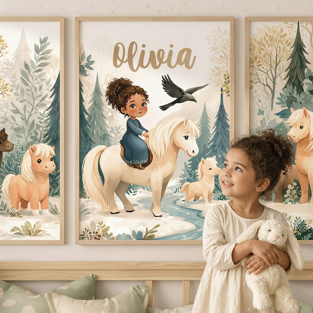 Woodland Ponies – Custom Poster Set - Tiny Lines
