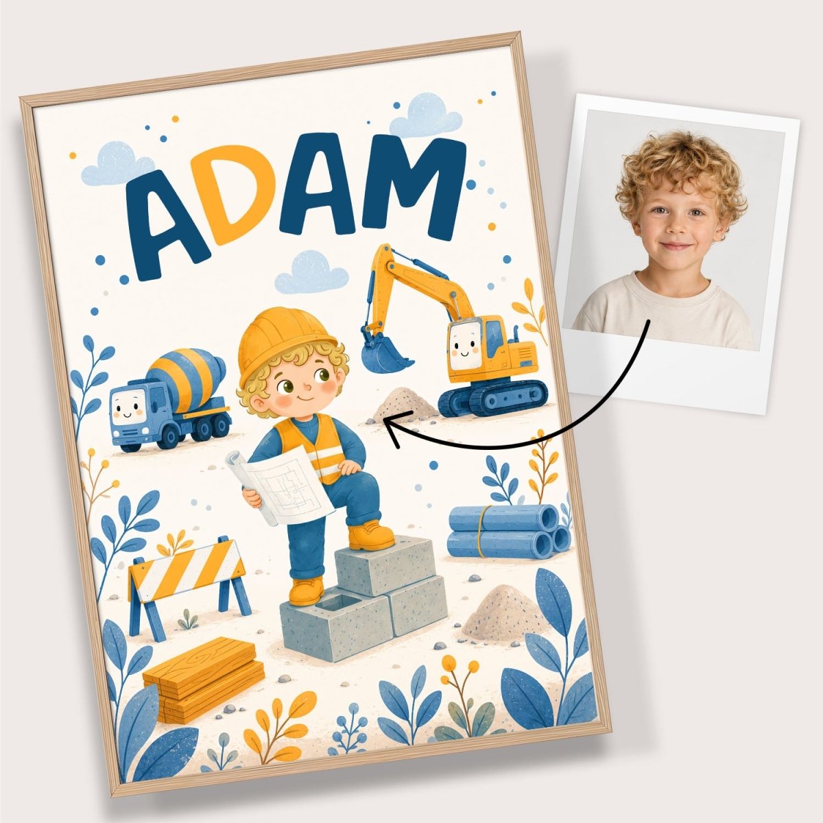 Na Budowie – Zestaw Personalizowanych Plakatów - Tiny Lines