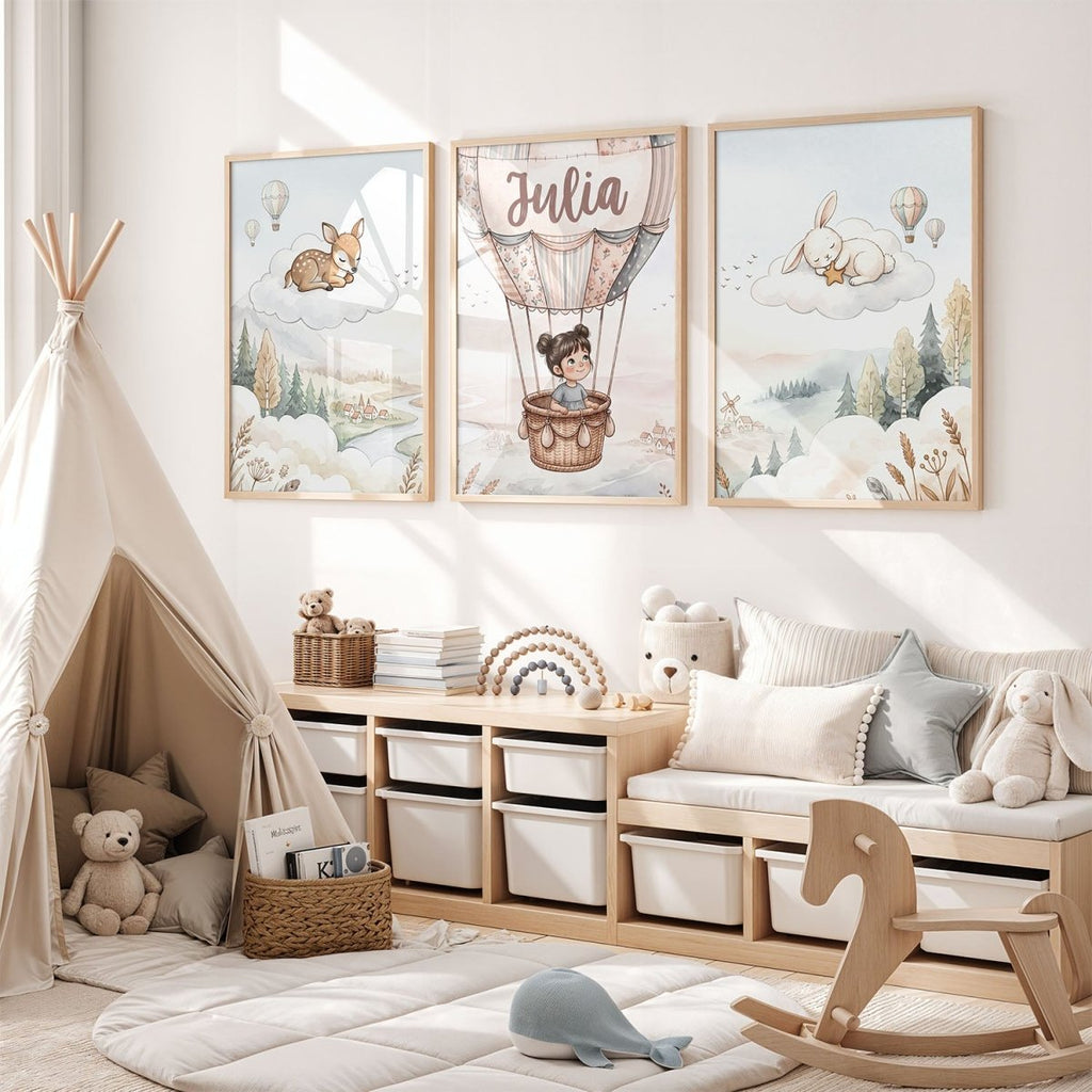 Lot Balonem – Zestaw Personalizowanych Plakatów - Tiny Lines