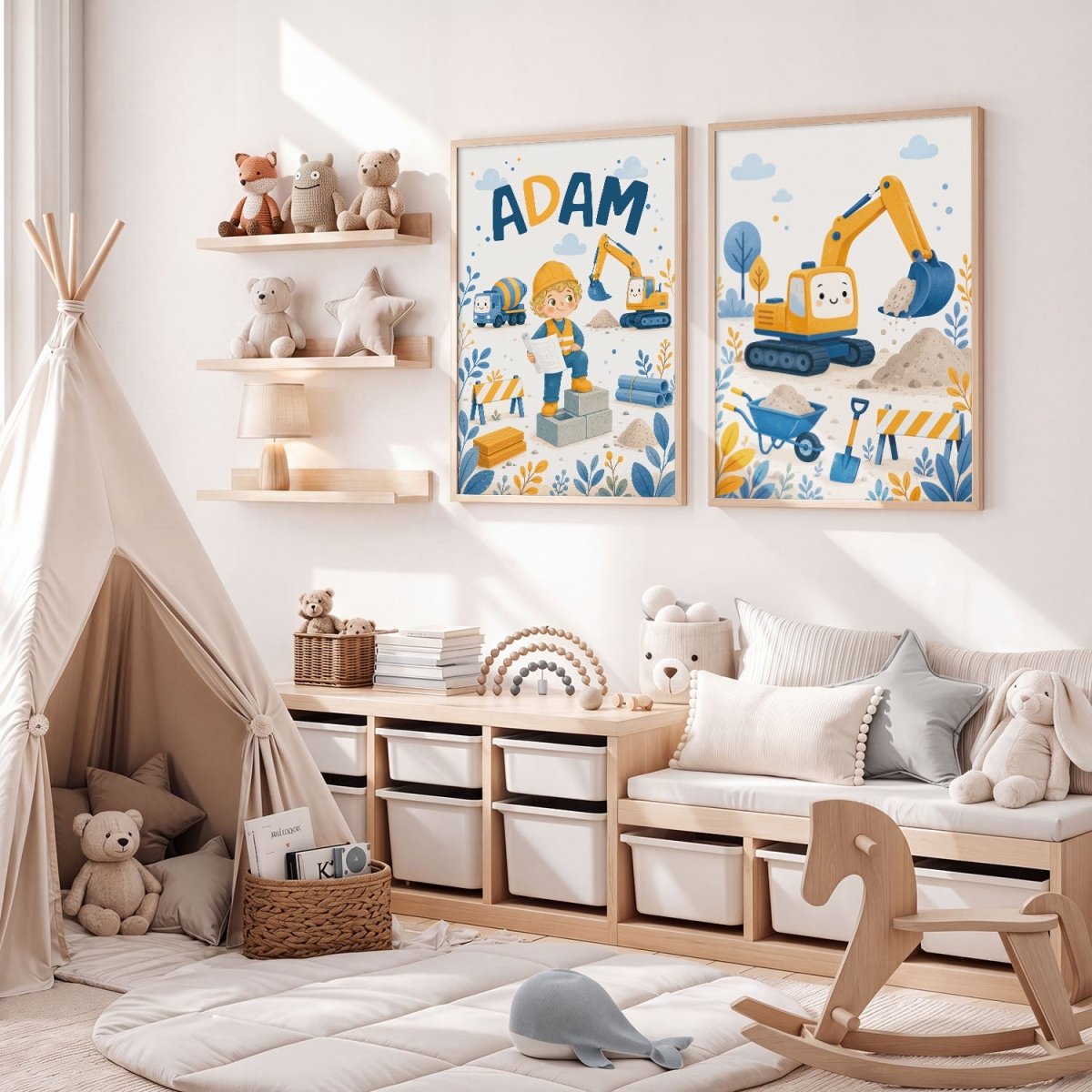 Na Budowie - Zestaw dwóch plakatów z personalizacją - Tiny Lines